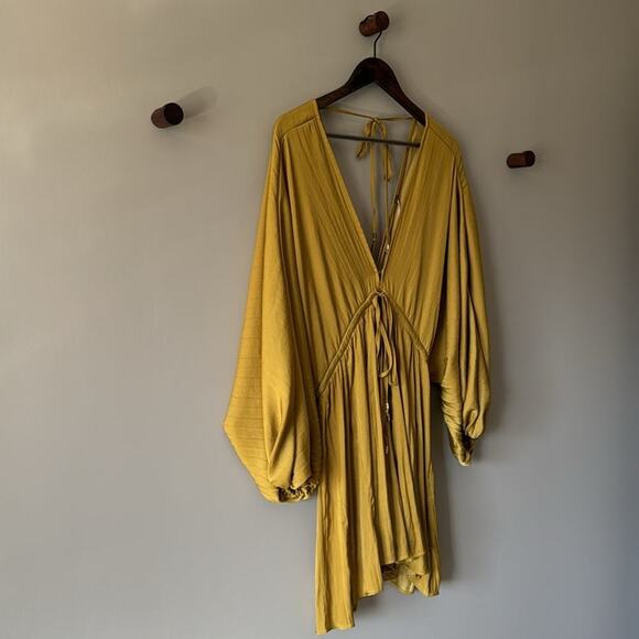 FREE PEOPLE ARZEL MINI DRESS SIZE XS GOLD - Picture 3 of 13